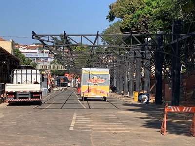 Revitalização da área externa da estação segue padrão original da Mogiana