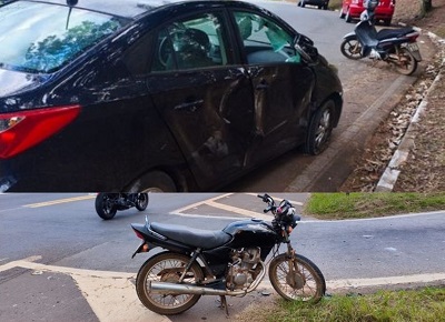 Pai e filha ficam feridos após batida de moto contra carro na SP-147