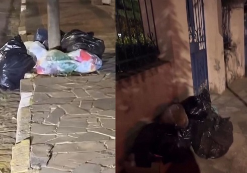 Morador protesta contra falhas na coleta e joga sacos de lixo na porta da Prefeitura