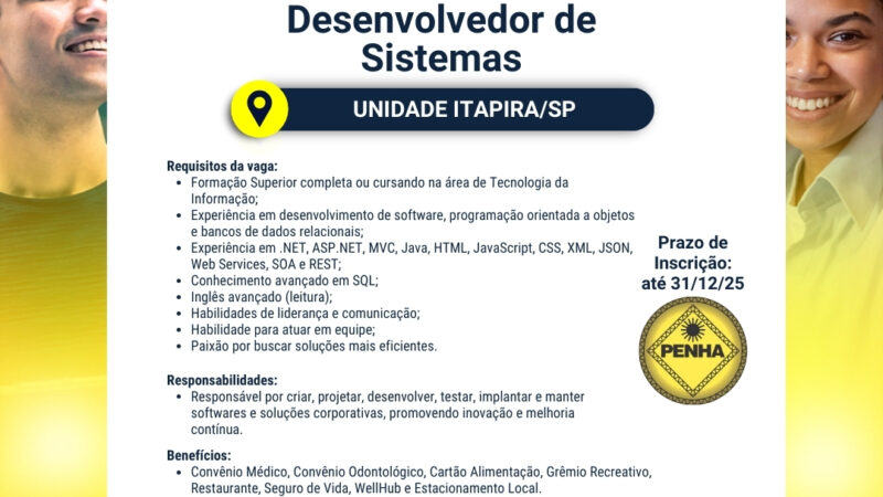 Oportunidade de Emprego – Grupo Penha (Unidade Itapira)