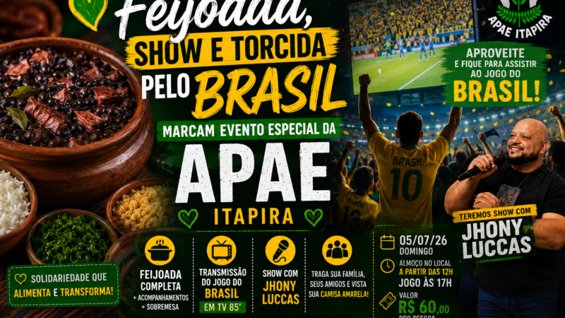 Feijoada, show e torcida pelo Brasil marcam evento especial da APAE